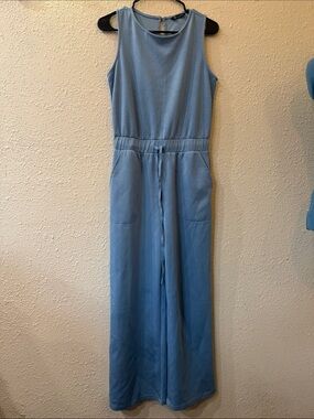 Pretty garden Sleeveless Light Blue Wide-Leg Jumpsuit
